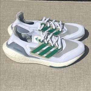 Adidas Men's White and Green Running Shoes